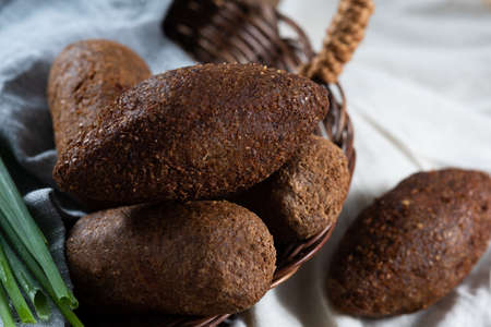 Baked and stuffed bread. Brazilian snack.の写真素材