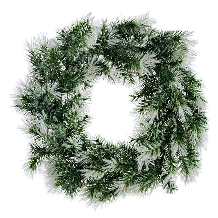wreath of fir branches isolated on white backgroundの写真素材