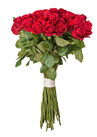Colorful flower bouquet from red roses isolated on white background. Closeup.の写真素材
