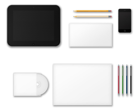 Office Supplies for Designers Presentations and Portfolios. Above view.の写真素材