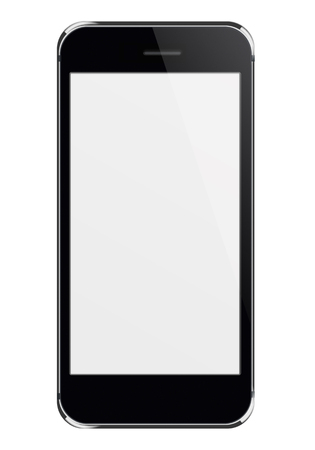 Realistic mobile phone with blank screen isolated on white background. Highly detailed illustration.の写真素材