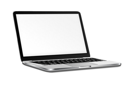 Modern laptop with black screen and shadows isolated on white background. Highly detailed illustration.の写真素材
