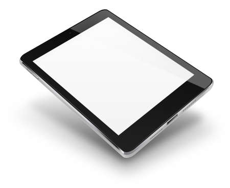 Tablet computer with blank screen isolated on white background. Highly detailed illustration.の写真素材
