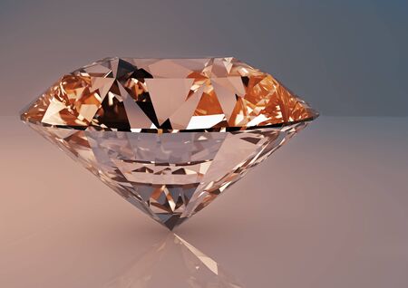 Large clear luxury diamond jewel with shadows and reflections on beige blue background. Detailed illustration.の写真素材