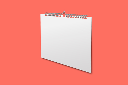 Blank design calendar template on trendy color background. 3D illustration.の写真素材