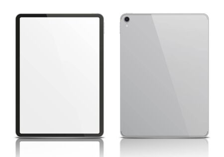 Realistic gray tablet pc isolated on white background.の写真素材