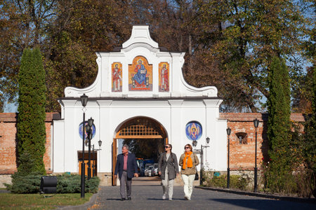 Krekhiv, Ukraine - October 15, 2018. Gate to the Krekhiv Monastery