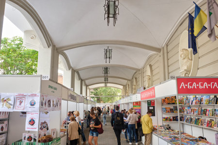 Lviv, Ukraine - September 15, 2021: Publishers Forum in Lviv, The 28th Lviv Book Fair. Potocki palaceのeditorial素材