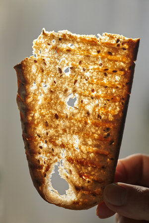 A thin piece of bread. When you hold a thin piece of bread up to a light, the light will shine...