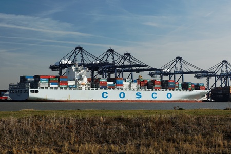 Shipping in Felixstowe Container Terminal in Suffolk,UK - the largest container port in the UK.-...