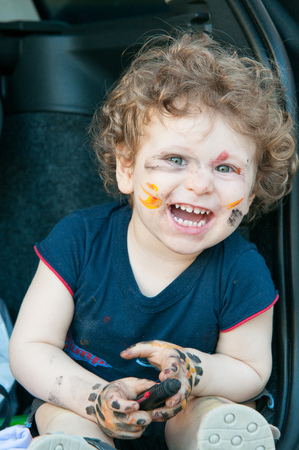 Caucasian boy laughingの写真素材
