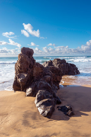 Rocks on the beach of Atlantic ocean in Fuerteventura,Spainの写真素材