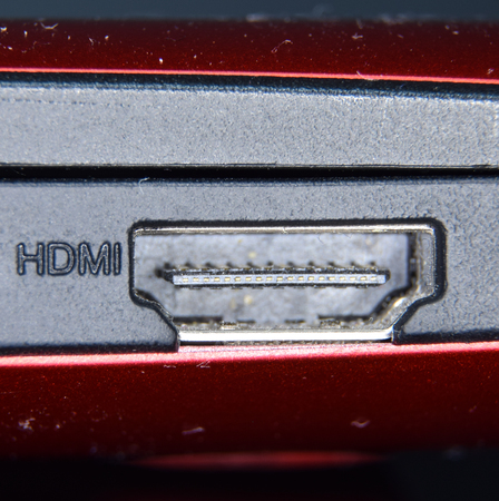 An HDMI port on a laptop Computerの写真素材