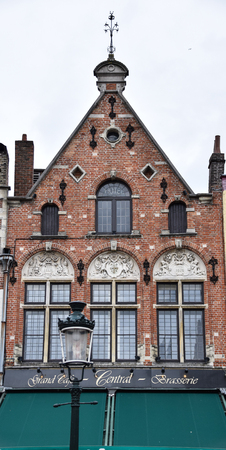 Bruges, Belgium - April 28 2018:   Colourful shop front in Marktのeditorial素材