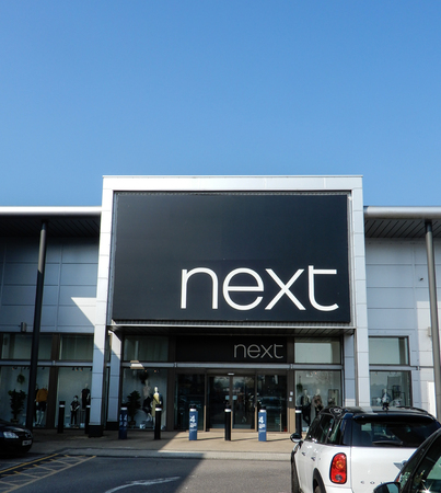 Reading, United Kingdom - April 21 2018:   Next Store front at Brunel Retail Park in Readingのeditorial素材