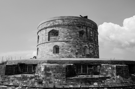 Black and White Image of the tower of Calshot Castleのeditorial素材