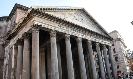 Rome, Italy - August 09 2017:   The entrance to the Pantheon, one o fthe world's oldest surviving churchesのeditorial素材