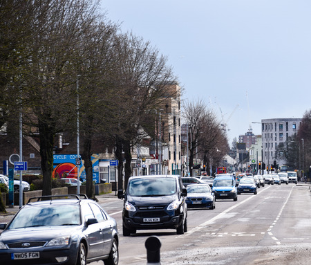 Brighton, United Kingdom - March 28 2018:   Traffic along the Lewes Road