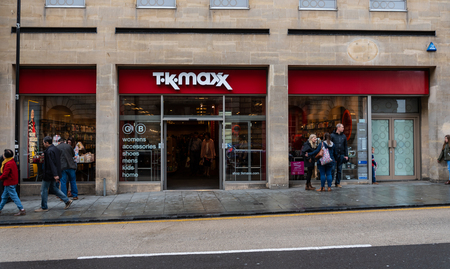 Bath, United Kingdom - October 13 2018:   The front of TK Maxx bargain clothes shop in High Stのeditorial素材