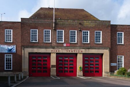 Reading, United Kingdom - February 09 2019:   The entrance to Reading Fire Station on Caversham Road.のeditorial素材