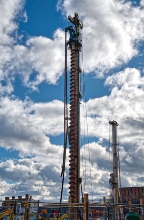 Birmingham, United Kingdom - March 17 2019:   A large drill or boring machine on a construction site of Pershore Streetのeditorial素材