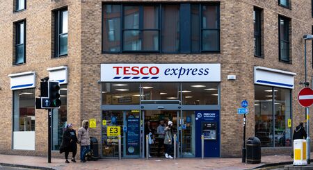 Birmingham, England - March 17 2019:   The Frontage of Tesco Express store in Claybrook Street