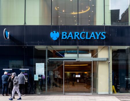 Birmingham, England - March 17 2019:   The Entrance to Barclays Bank branch on High Streetのeditorial素材