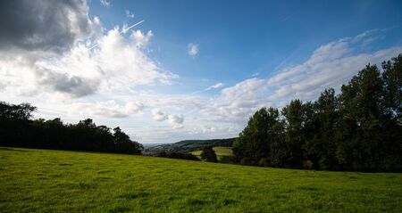 A view across the Cotswolds from a field near Alderley