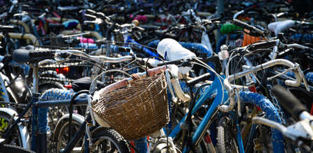 Oxford, United Kingdom - June 29 2019:   A full Bicycle parking area outside Oxford Train Station on Park End Streetのeditorial素材