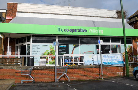 West Wittering, United Kingdom - October 21 2020:  The frontage of Co-Op Convenience Store in Cakeham Roadのeditorial素材