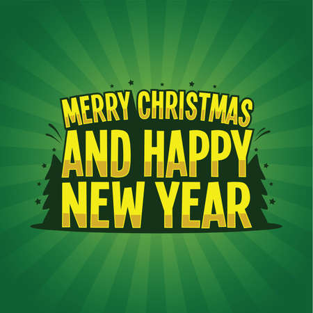 merry christmas happy new yearのイラスト素材