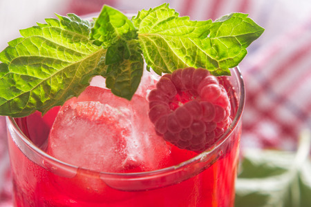 refreshing non-alcoholic soft drink with ice and mintの写真素材