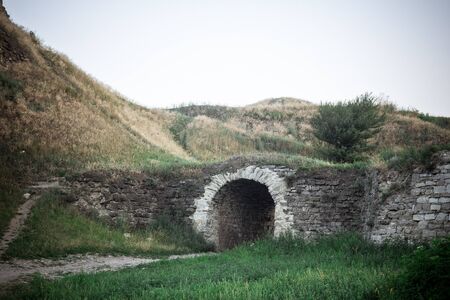 Section of the medieval stone castle tower.のeditorial素材