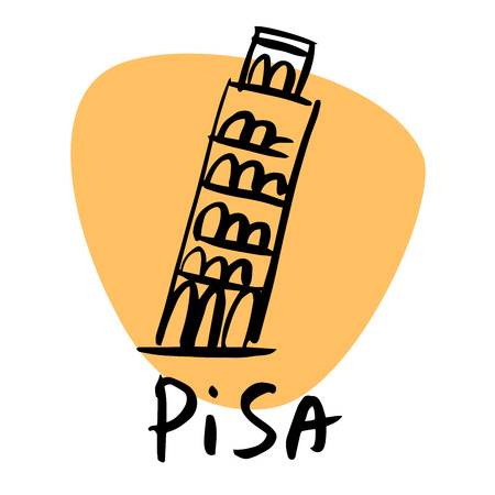Pisa Italy leaning tower of Pisa. A stylized image of the city tourism travel placesのイラスト素材