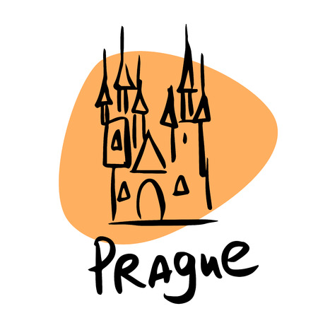 Prague the capital of Czech Republic. A stylized image of the city tourism travel placesのイラスト素材