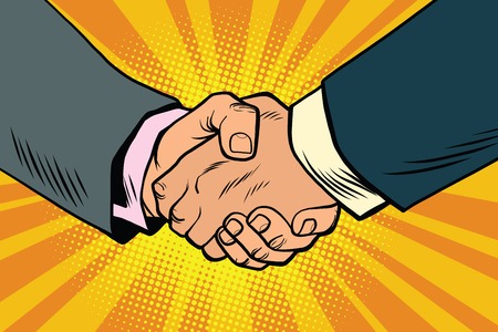 Business handshake, partnership and teamwork, pop art retro comic book illustrationのイラスト素材