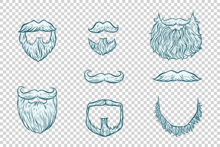 Set of beard and mustache Santa Claus. Pop art retro illustration. New year and Christmas. Facial...