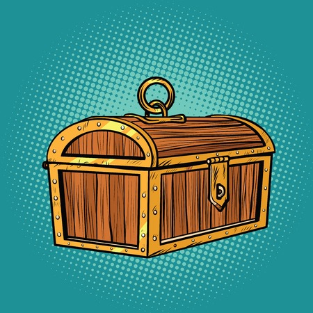 Pirate wood treasure chest closed. Pop art retro vector illustration.のイラスト素材
