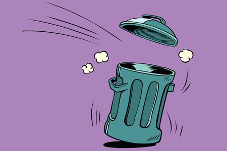 Street trash, ecology and waste management. Comic book cartoon pop art retro color vector illustration hand drawnのイラスト素材