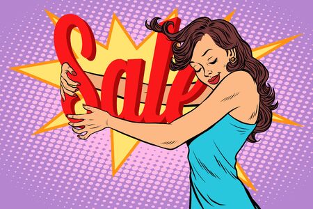 Woman hugging sale vector illustration.のイラスト素材