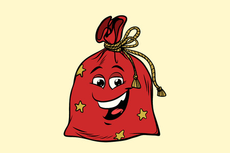 gift Santa sack cute smiley face characterのイラスト素材