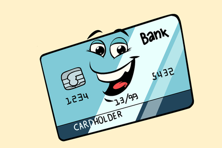 Bank card cute smiley face characterのイラスト素材