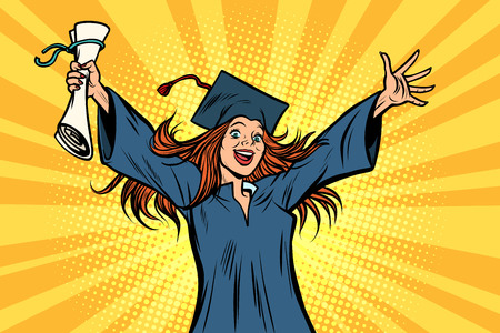 happy graduate girl student of the College or Universityのイラスト素材