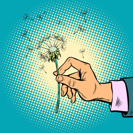 dandelion in a man handのイラスト素材