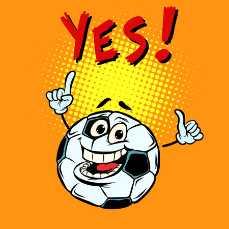 Yes happy fan. Football soccer ball. Funny characterのイラスト素材