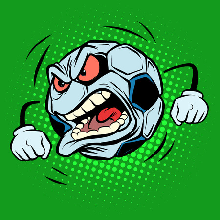 Fan anger emotions. Football soccer ball. Funny characterのイラスト素材