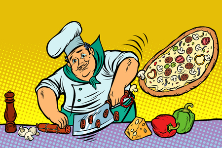 Chef cooking pizzaのイラスト素材