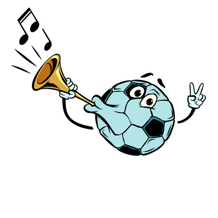 Fan horn, loud sound. Character soccer ball football. Isolate onのイラスト素材