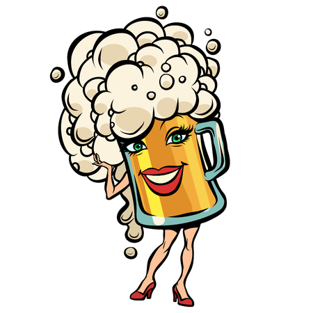 beer mug character. Comic cartoon pop art retro vector illustration hand drawingのイラスト素材