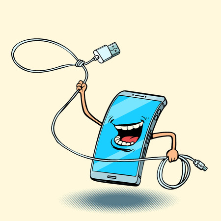 smartphone and usb cord. lassoのイラスト素材